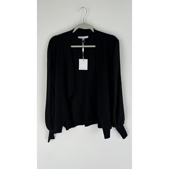 Siani Milano Waterfall Cardigan Sheer Accordion Long Sleeve Womens Medium Black - Picture 10 of 10